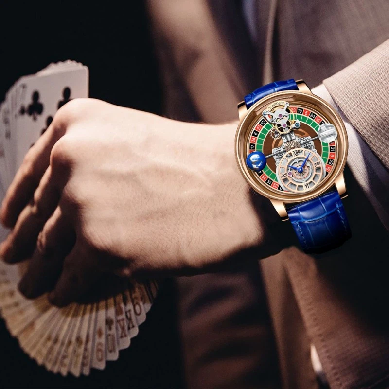 NEW DESIGN Plating Mens Watches Top Brands Luxury Gambling Disk Quartz Turntable Watches Casino Watch