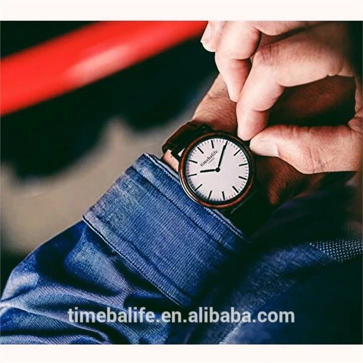 All Black Watch Wooden Bezel Case Genuine Leather Band Cools Fashion Sport Boys Teenagers Men Watches